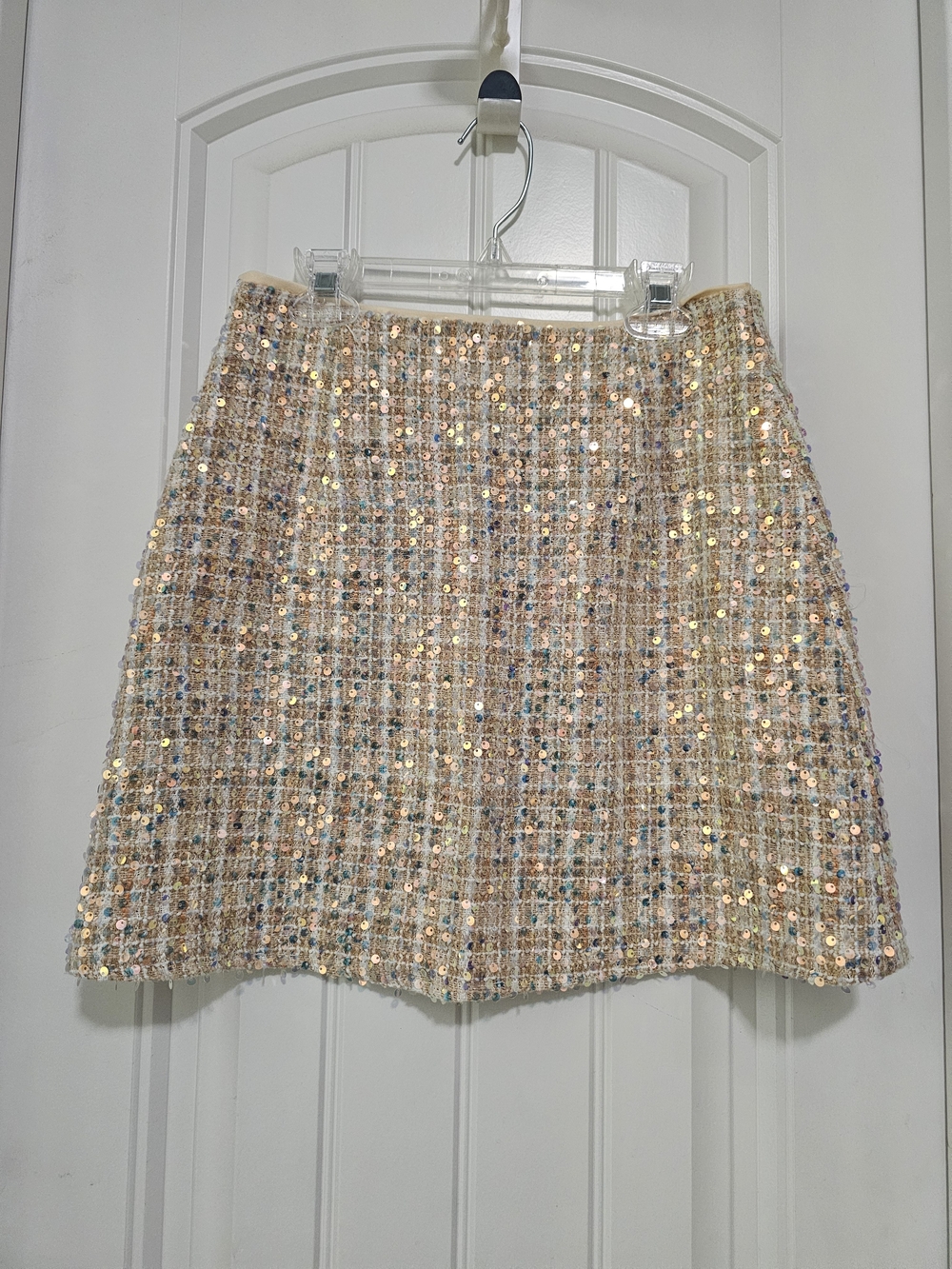 Indie Sequin Tweed Mini Skirt - Neutral Multi